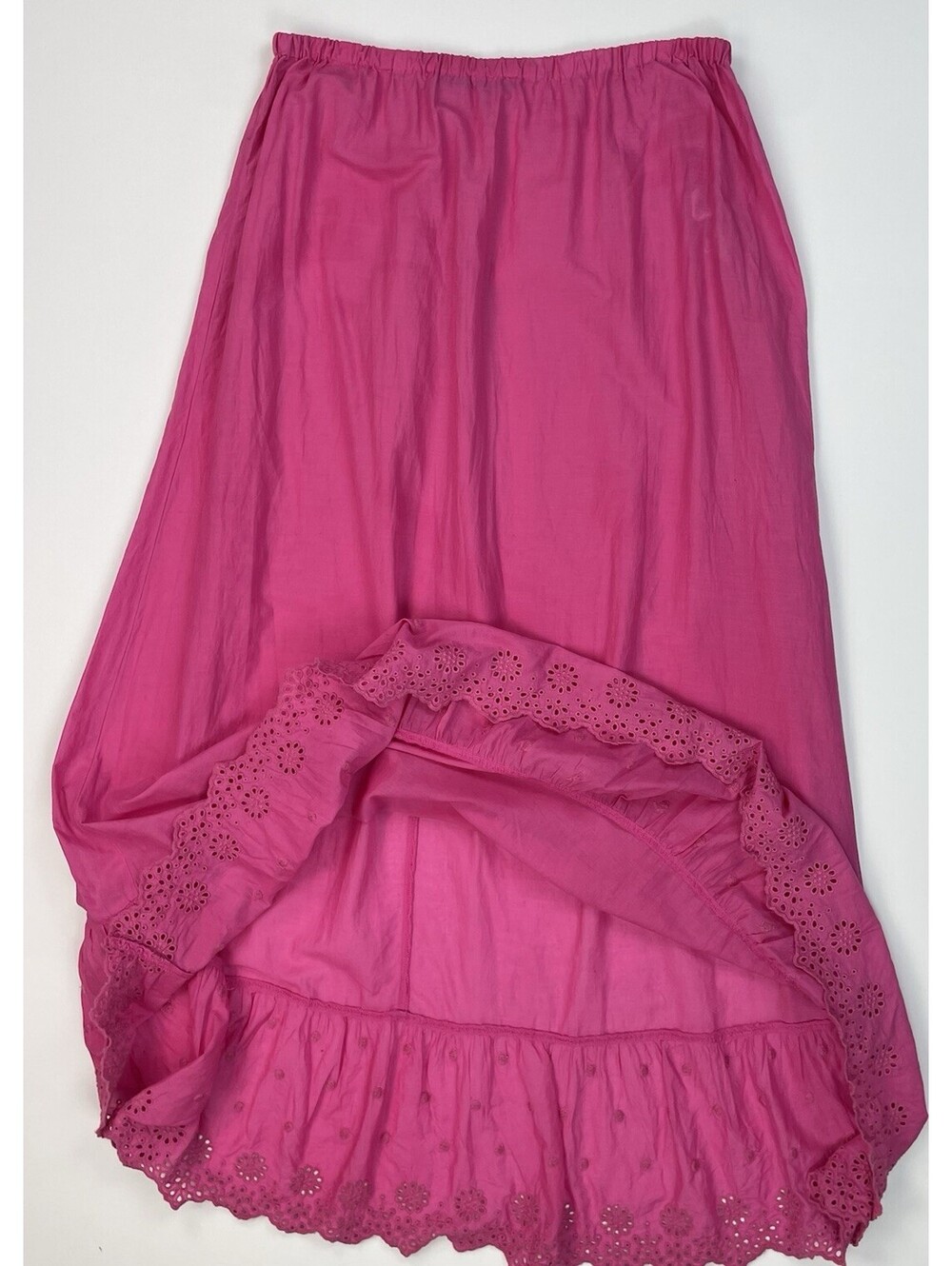 Gudrun Sjoden Pink Petticoat Sheer Organic Cotton Eyelet Maxi Skirt Slip M - Picture 3 of 8